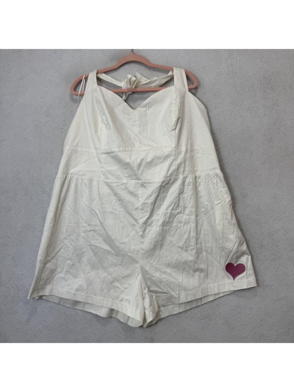 The Dress Shop Romper Womens 3X White Sleeveless Sweetheart Unicorn Pockets